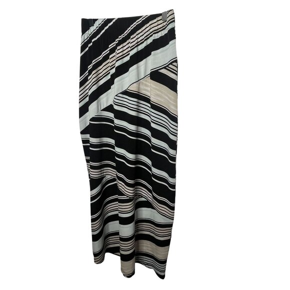 Chicos Black Tan Striped Pull On Maxi Skirt Size 0 (S) Fall Casual - Picture 8 of 14